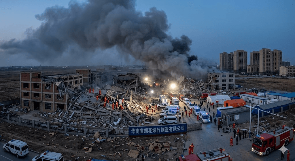 Inferno en Chine : Une explosion massive d'usine de feux d'artifice fait 21 morts et des dizaines de blessés