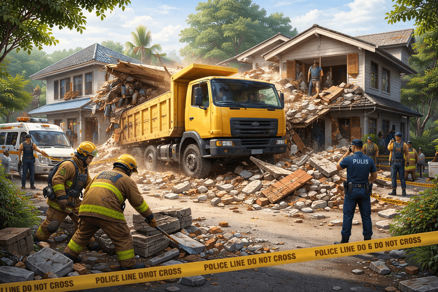 Dump Truck Smashes into Two Homes in Antipolo City
