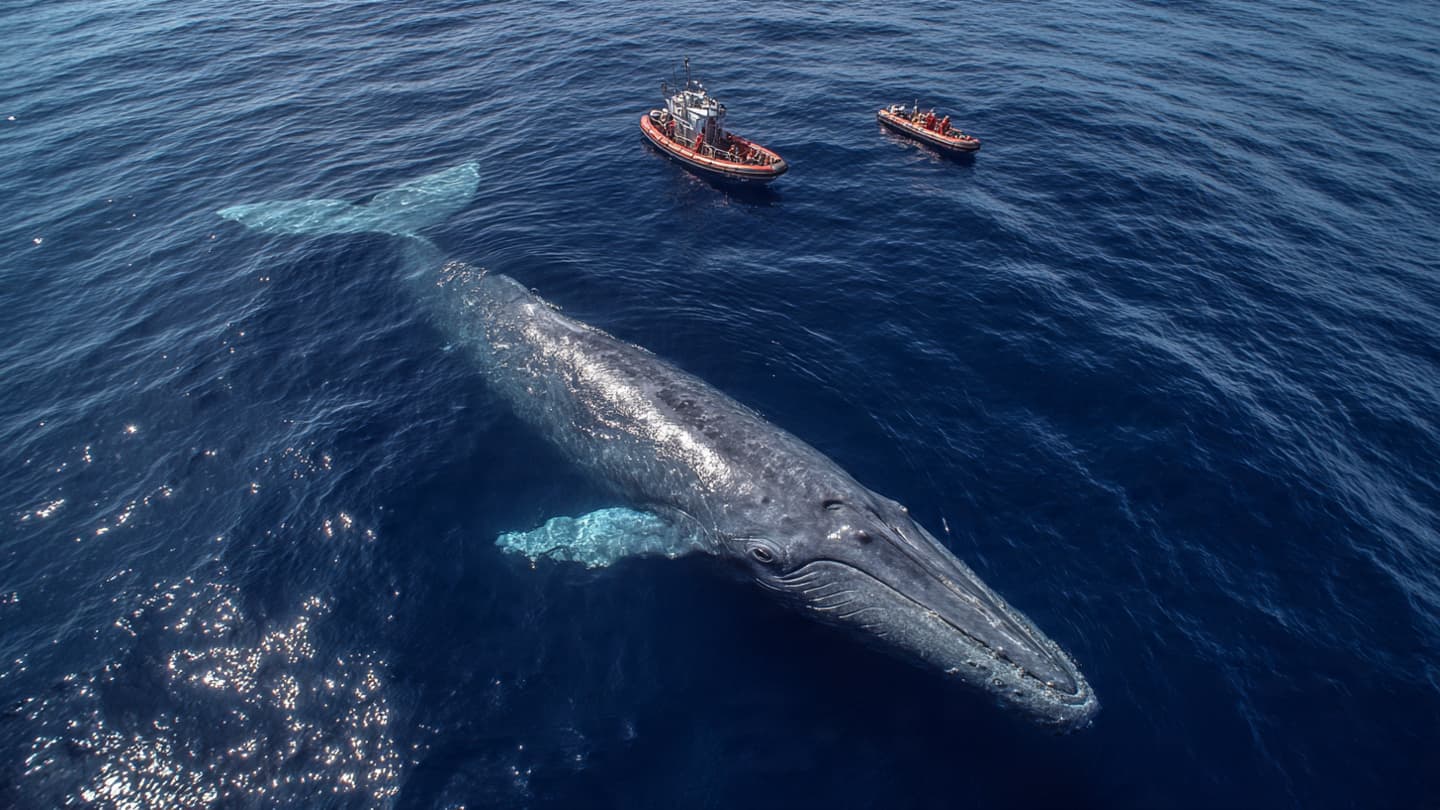 A Giant in Unfamiliar Waters Draws a Careful Human Response