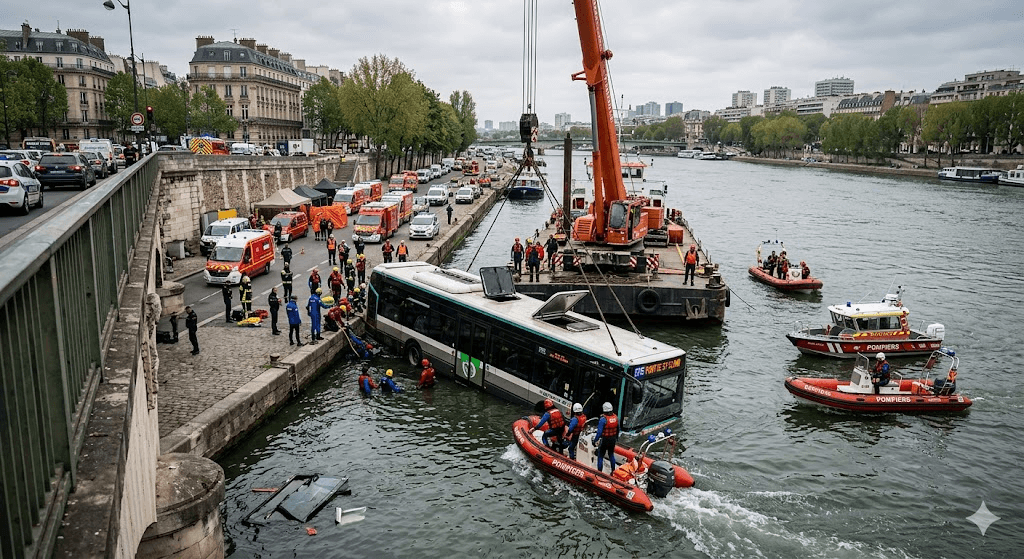 Terror on the Seine: Bus Plunges into River Near Paris in Midday Disaster