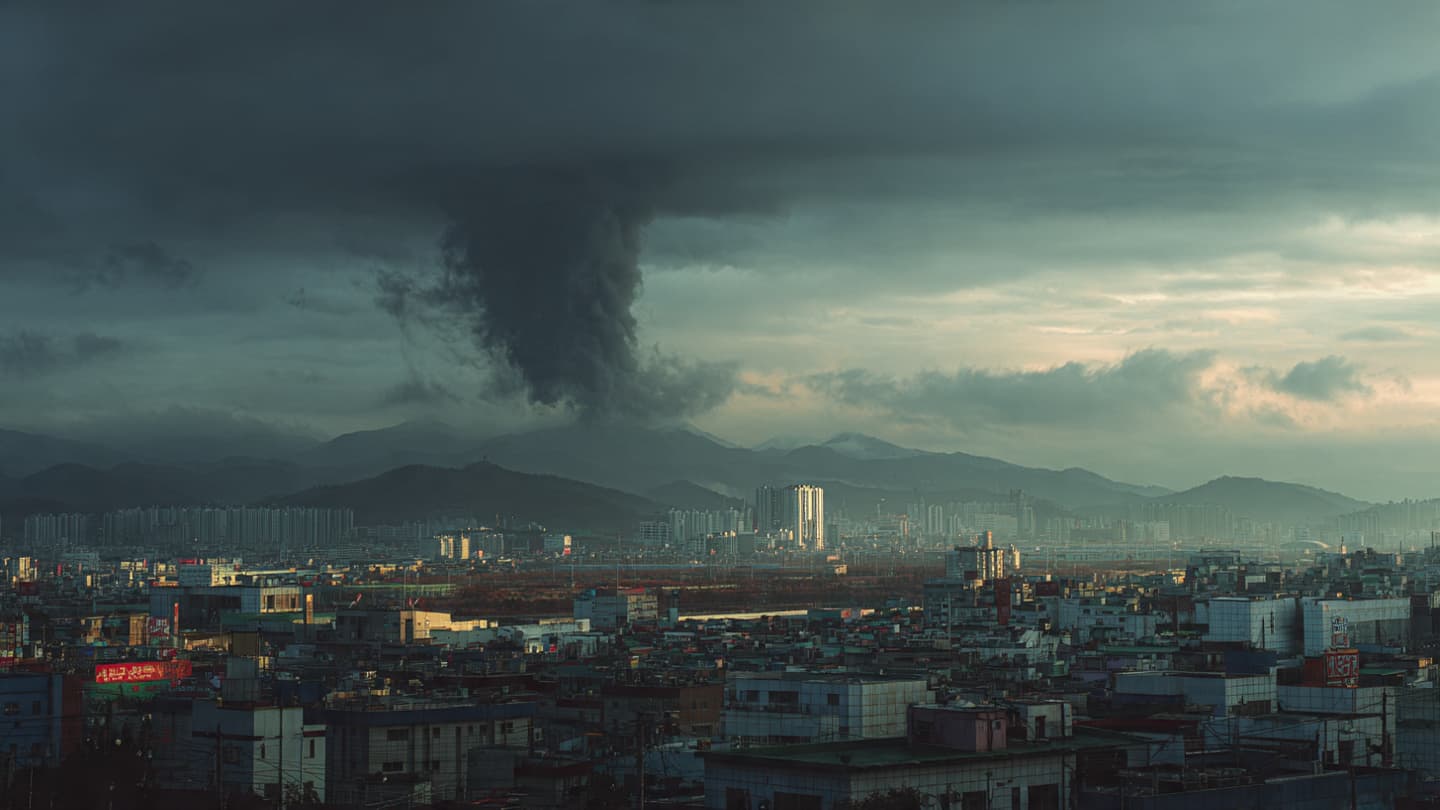 حيث تذوب الأفق الصناعي، سرد للغيم الداكن فوق ميناء إنشيون