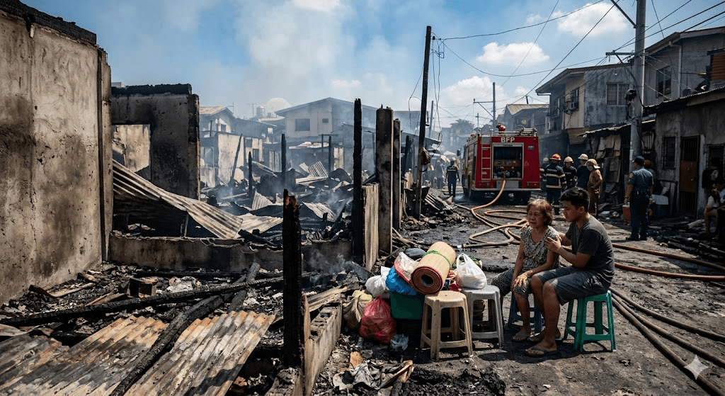 Double Tragedy in Parañaque: 30 Homes Leveled by Noon Inferno Following Fatal Overnight Blaze