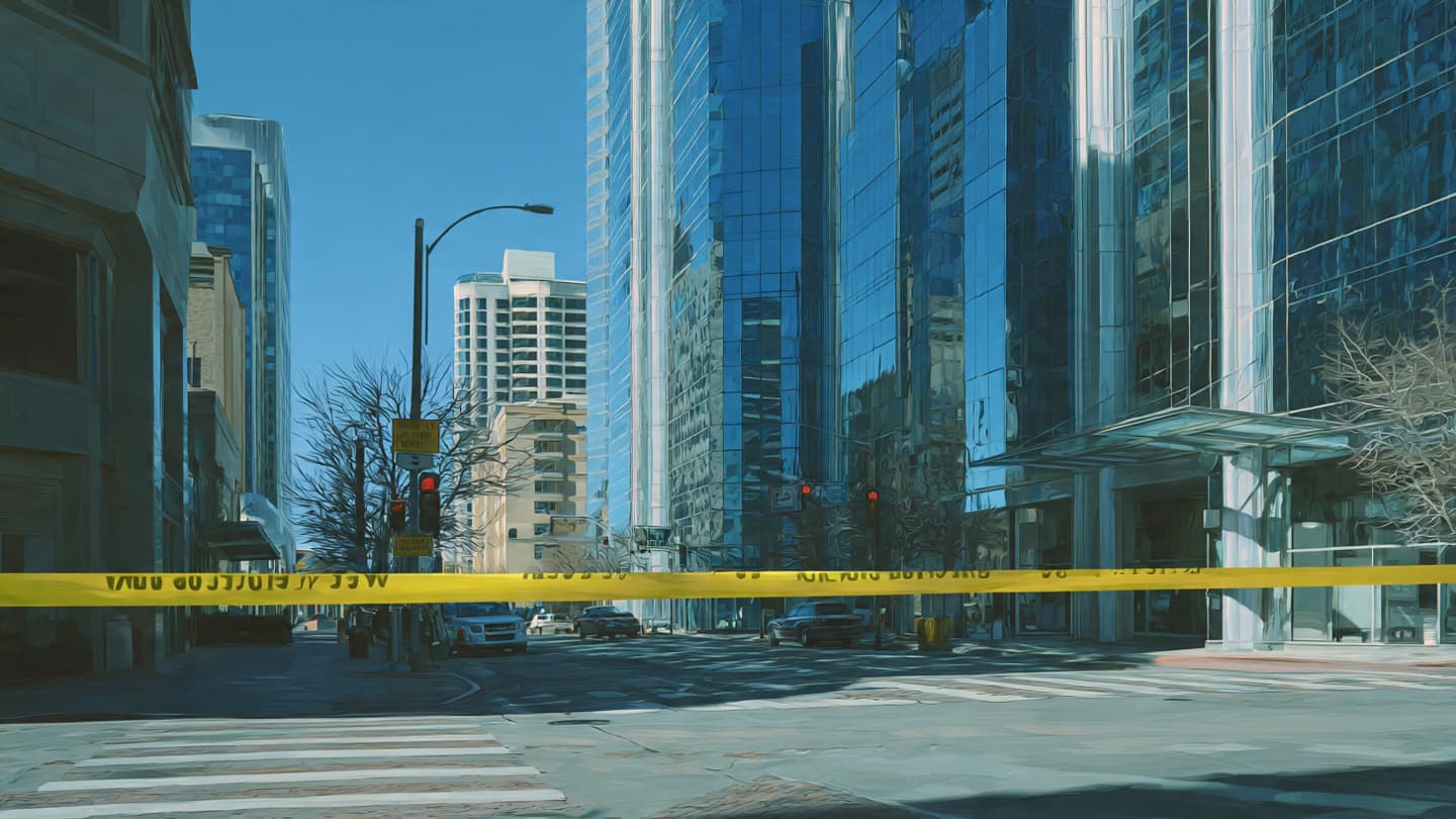 Où le verre reflète une ombre soudaine, Une méditation sur le silence du centre-ville