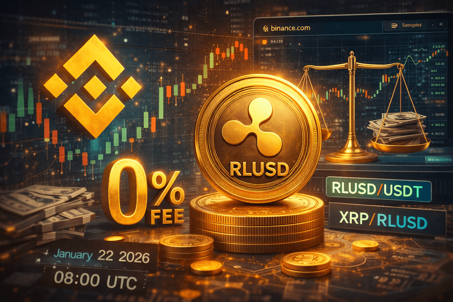 Binance Lists Ripple USD (RLUSD), Launches Zero Trading Fee Promotion