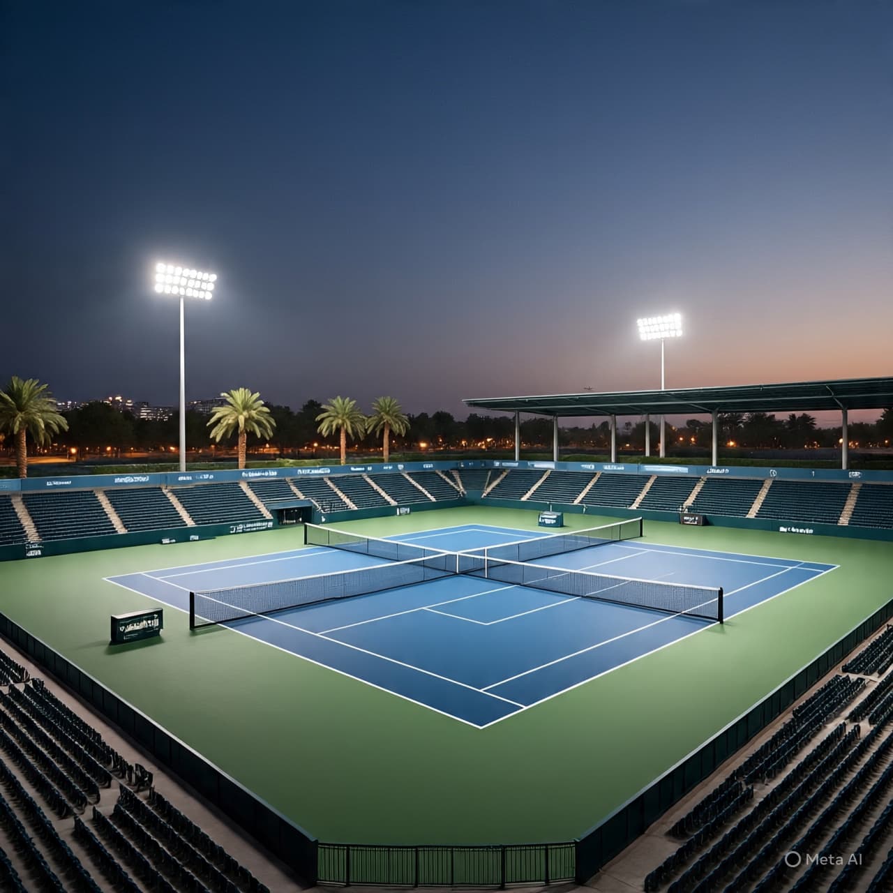 Under Desert Floodlights: When Drone Shadows Still the Tennis Courts