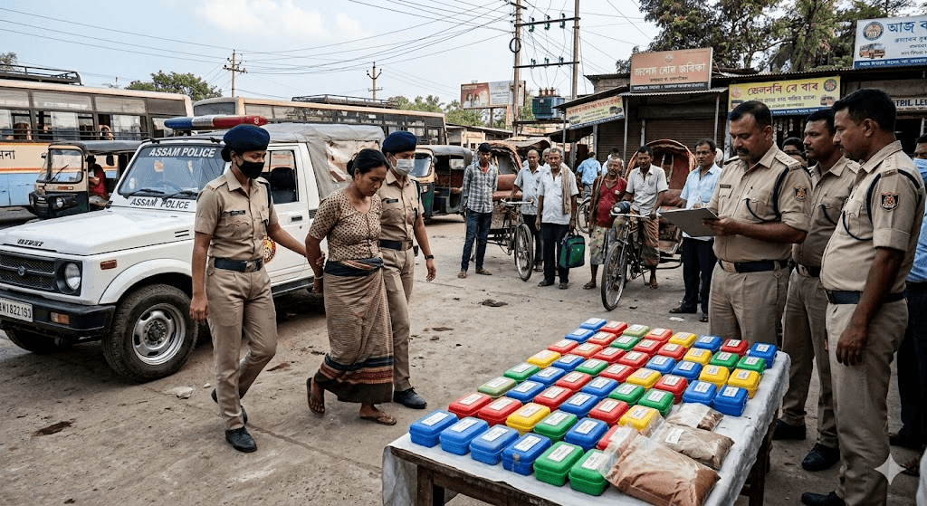 Guwahati Drug Bust: Manipur Woman Arrested with 50 Containers of Heroin