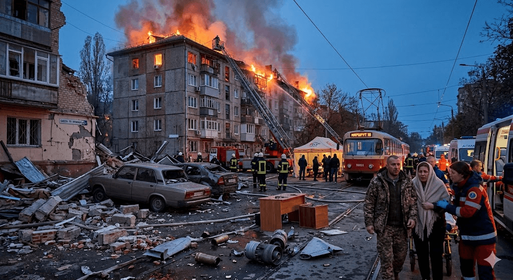 Odesa Under Fire: Widespread Destruction as Massive Russian Strike Injures 20