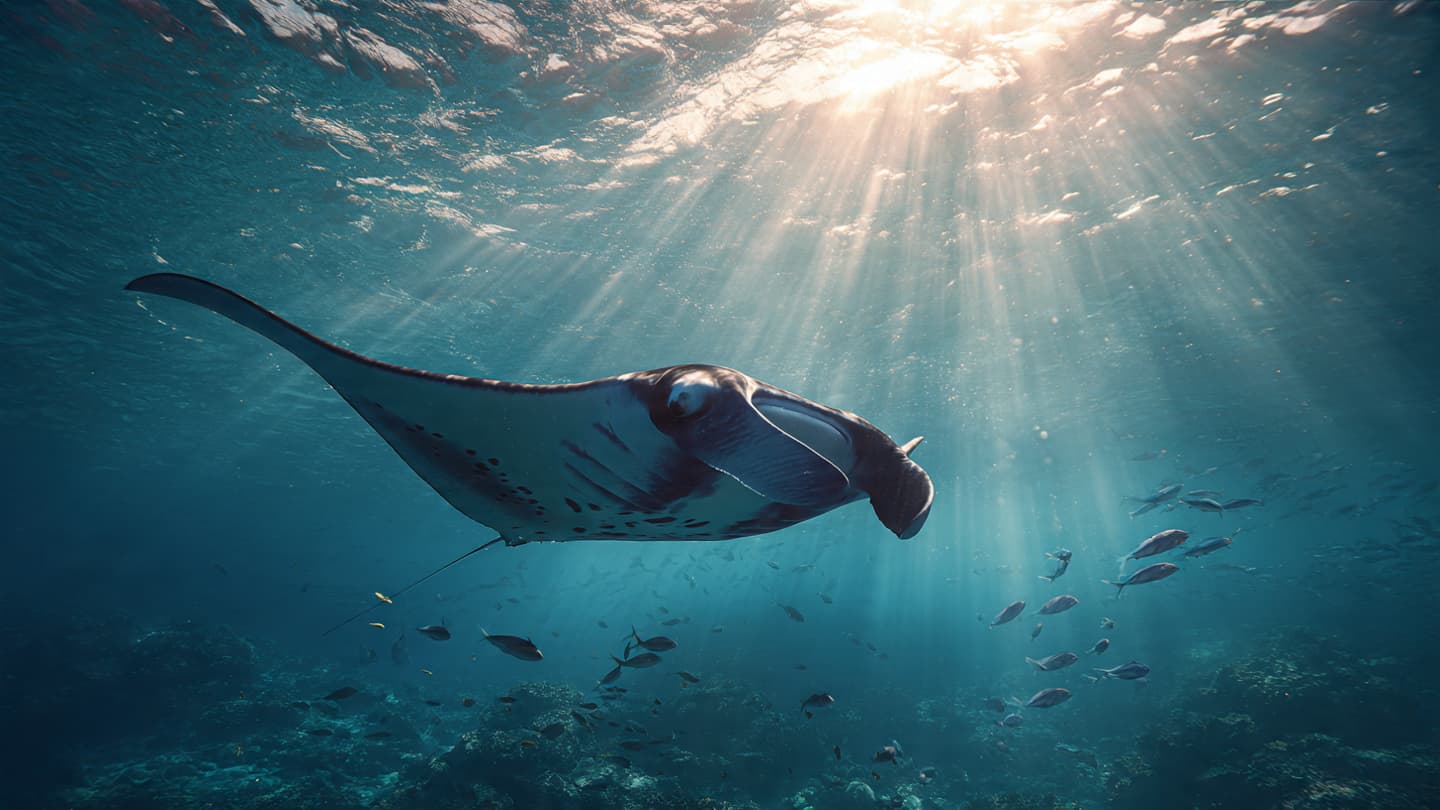 Drifting Beneath Tropical Skies: How a Curious Fish Found Shelter Inside the World of Manta Rays