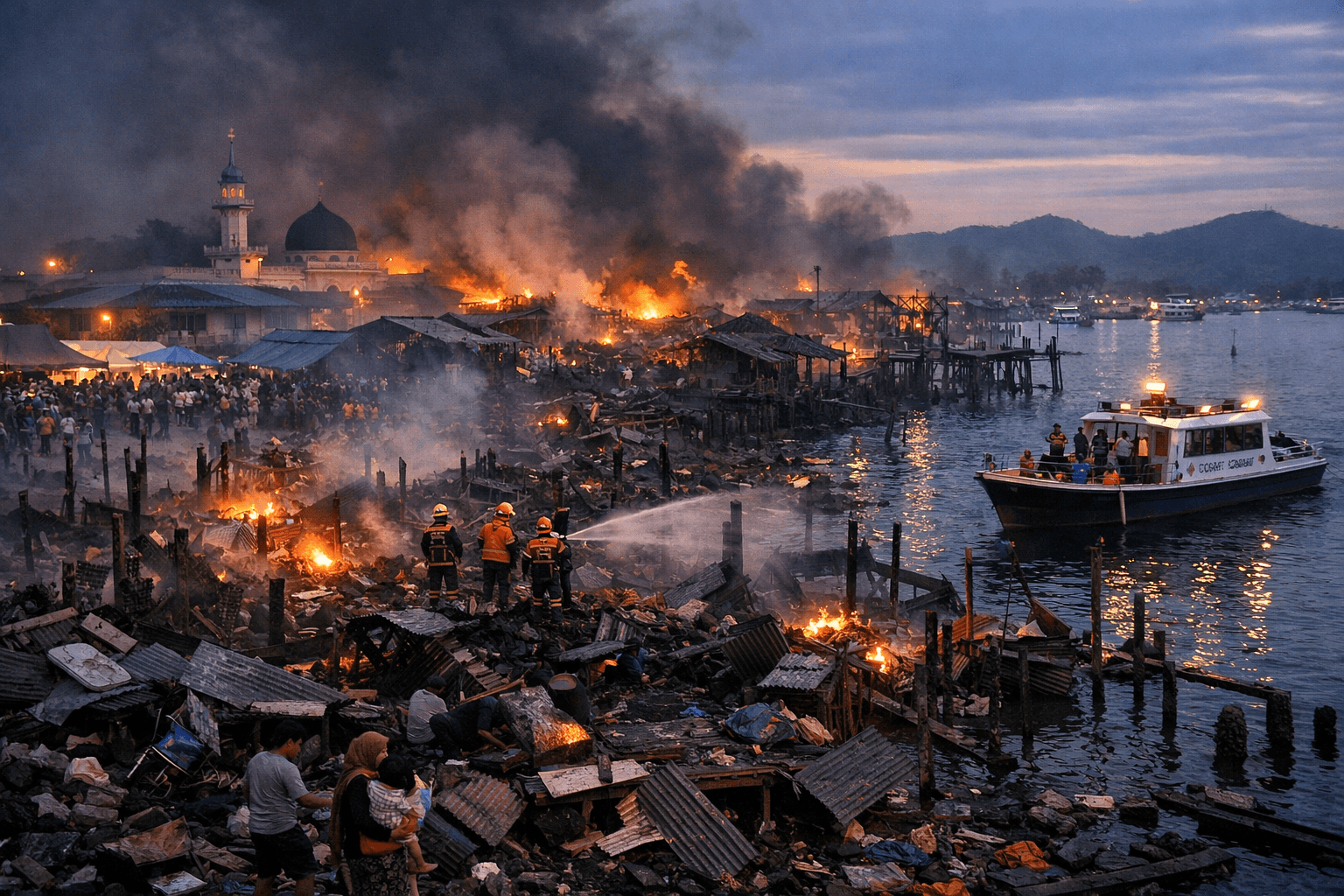 Massive Fire Sweeps Through Village in Bongao, Southern Philippines