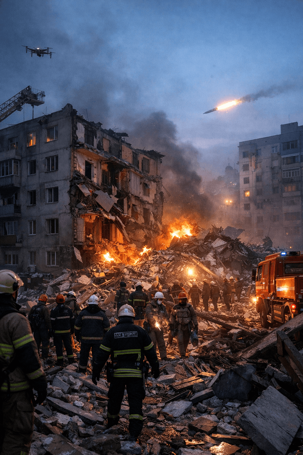 10 Killed in Russian Missile and Drone Attack on Kharkiv, Ukraine