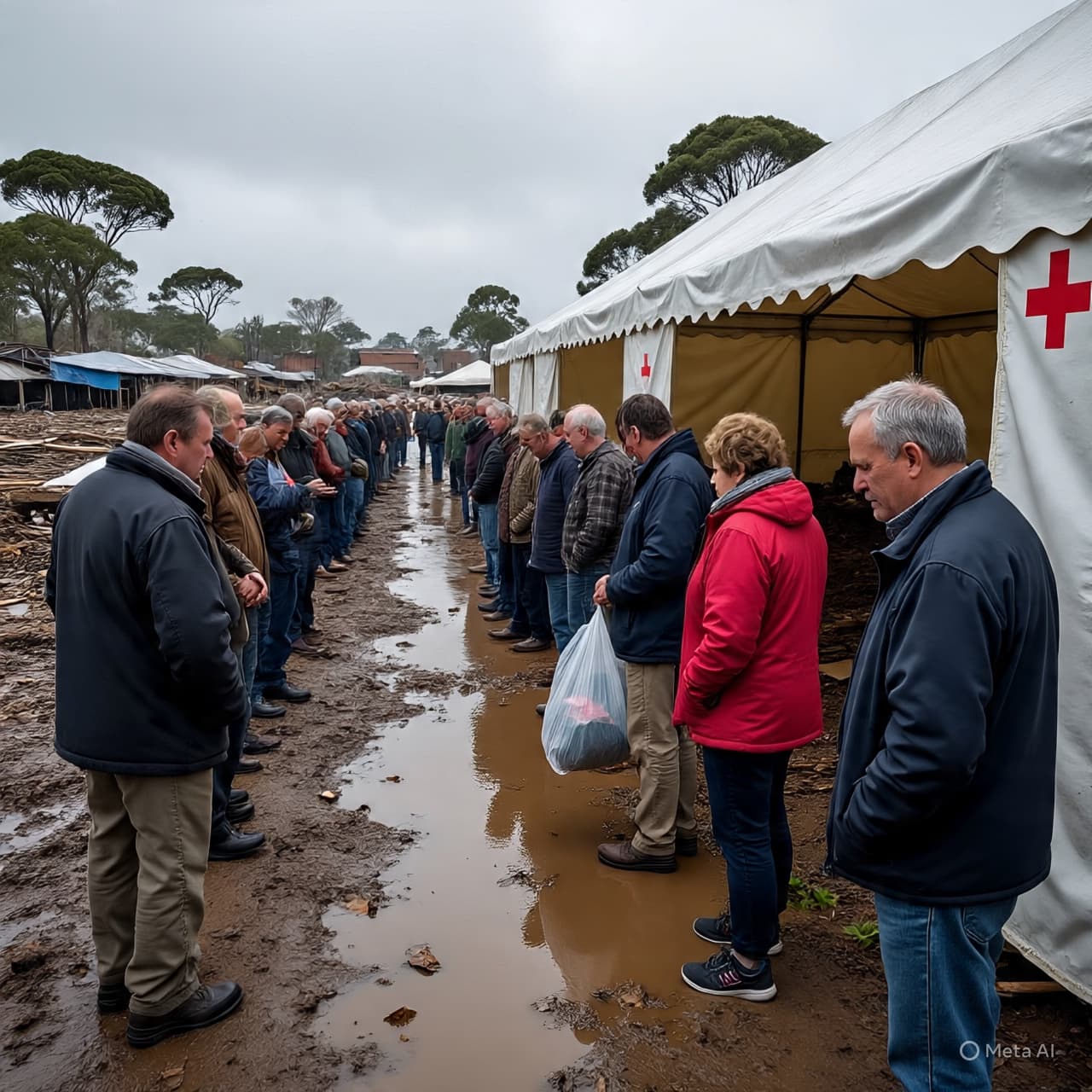 Between Floodwaters and Recovery: Long Queues Form for Aid in Katherine