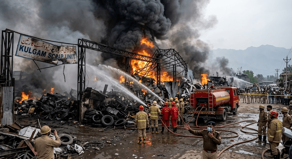 Explosion and Inferno: Massive Fire Guts Kulgam Scrap Unit