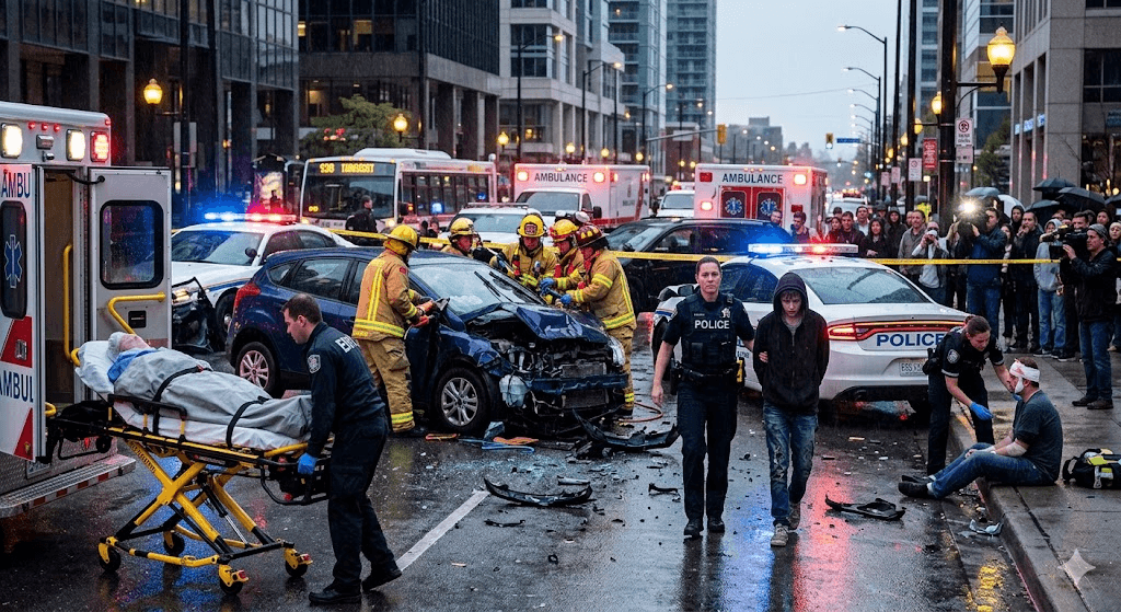 Teen Driver Horror: Two Fighting for Life and Eight Injured in Devastating Multi-Car Collision