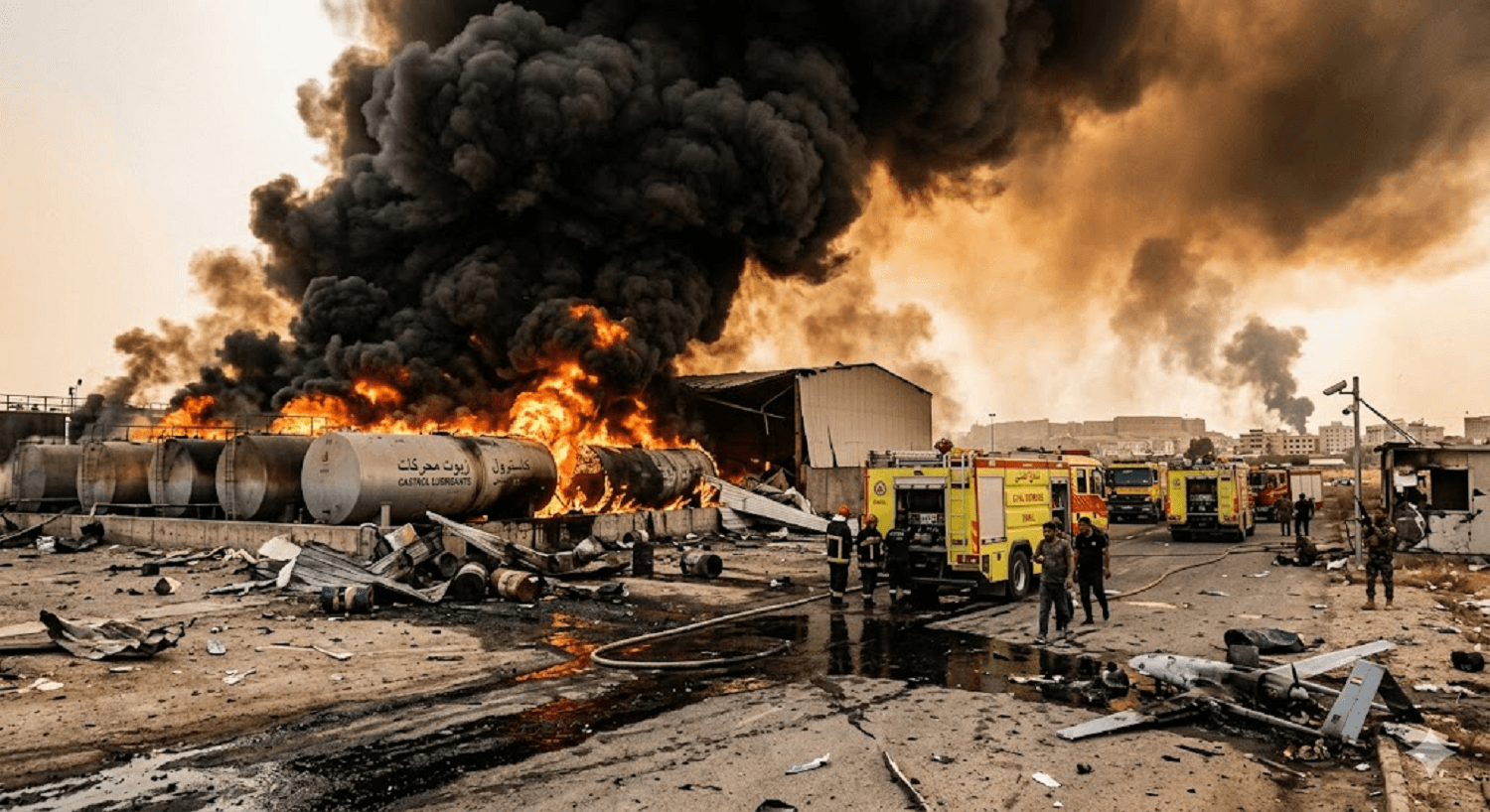 Erbil Under Fire: Drone Strike Ignites Massive Blaze at Oil Storage Facility